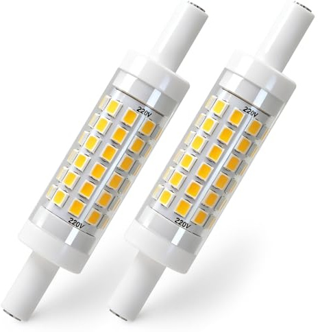 Quwem R7s Bulb 78mm LED Dimmable, 2Pcs 5W 3000k J78 Warm White Replacement R7s Liner Halogen Light Bulbs Equivalent Energy Saving Floodlight Security Light Bulb for Ceiling Uplighters Reading Lamps