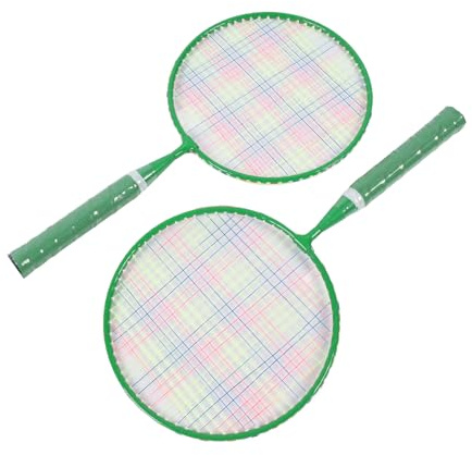 Drfeify Ensemble de Badminton pour Enfants, 2 Raquettes et Volants avec Sac de Transport pour Jeux de Jardin en Plein Air, 3 à 8 Ans (Green)