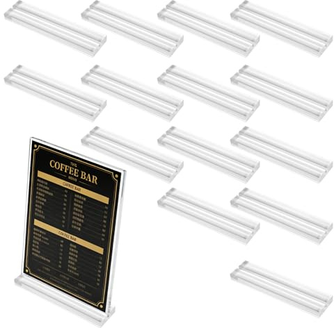 CHUENHEI 15 Stück Transparente Acryl Kartenhalter Tisch, 120x30x10mm Menükartenhalter Tischkartenhalter Durchsichtig, Klar Postkartenhalter für Hochzeiten, Restaurants