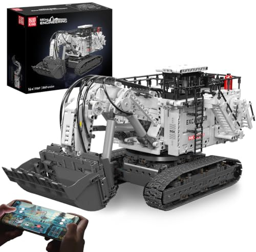 Mould King 17067 MOC Technik Excavateur télécommandé pour Libo R 9800 Excavateur chenillé, modèle de camion technologique kit de construction avec blocs de pince, jouet pour adultes avec 8 moteurs