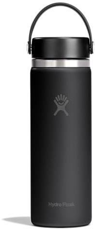 Hydro Flask Water Bottle - Insulated Stainless Steel - Wide Mouth Flex Lid, Non Spill, Leakproof and Refillable in 20 Oz Tonal Black