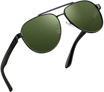 Joopin polariserade pilotglasögon för män och kvinnor med dubbelbrygga, solglasögon med UV-skydd och metallram för körning och vandring（G15）