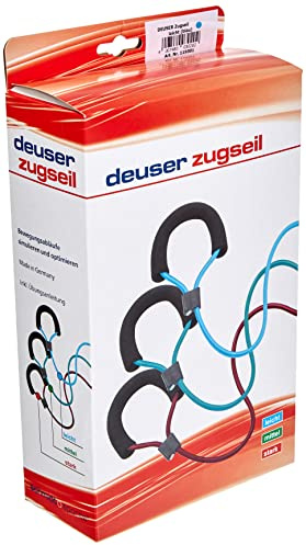 Deuser Zugseil, Expander mit Haken/Made in Germany/Mit gepolstertem Griff / +Trainingsanleitung/Spezial-Übungsgerät für Ski-Langlauf, Schwimmen, Sprinten & Triathlon
