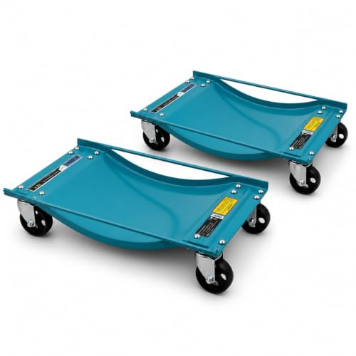 BITUXX® 2 Stück Rangierhilfe für PKW Auto Rangierroller Rangierheber Wagenheber Roller Bis 450Kg Belastbar pro Rangierroller