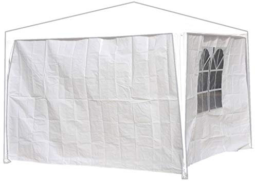 Seitenwände Pavillon 3x2m weiß PE 2Stück 1xDoppelfenster Gartenzelt Seitenteile