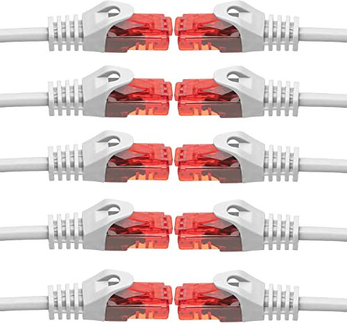BIGtec 10 Stück – 10m LAN Kabel Netzwerkkabel Patchkabel Ethernet 2 x RJ45 Stecker High Speed weiß kompatibel zu Cat.5 Cat.6 Cat.7 Cat.8 Switch Router Modem Patchpanel Access Point Patchfeld
