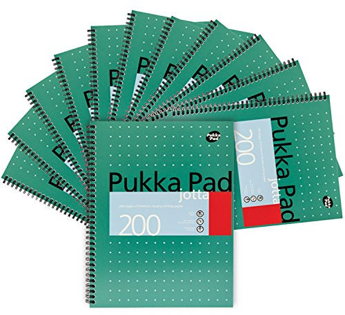 Pukka Pads Jotta Notizblöcke, A4, Spiralbindung, metallisch, 200 Seiten, 12 Stück
