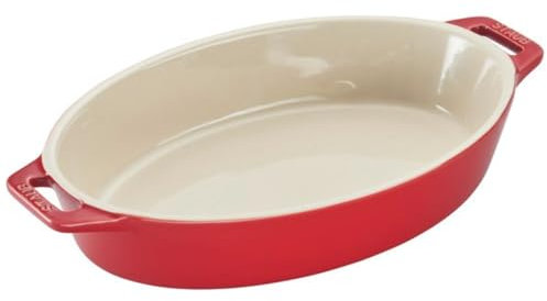 staub Dish 40508-606 Oval Dish, Cherry 9.1 inches (23 cm), Ceramic Au Gratin Dish, Oven Safe and Microwave Safe
