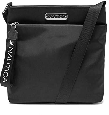 Nautica Diver Nylon Small Women's Crossbody Bag Purse with Adjustable Shoulder Strap, Black