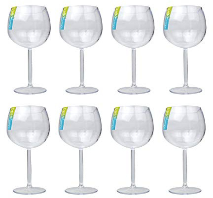 YöL 8X Gin Cocktail Glasses Balloon Clear re-usable Plastic Cup Home picnics BBQ Summer Party Tableware Drinks Cup Glasses drinkware Outdoor Durable Gin Glasses