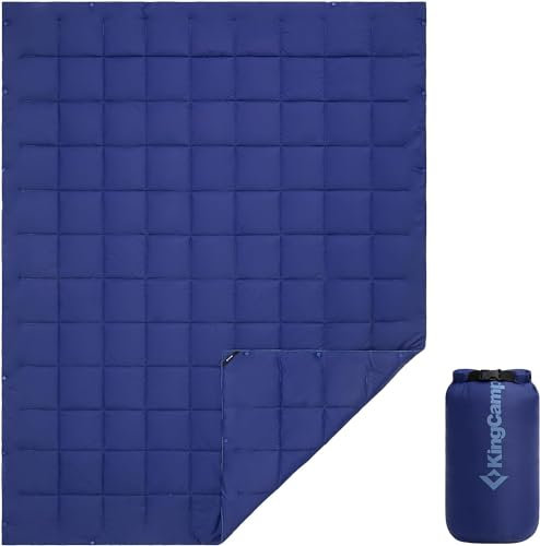 KingCamp Couverture de Camping Type Patchwork légère en Duvet Chaude, Boutons à Pression, étanche, pour Les Voyages, l'avion, Le Pique-Nique