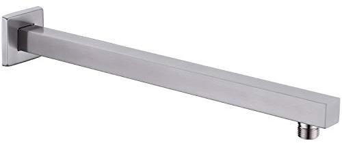 Braccio doccia quadrato con flangia in acciaio inox resistente a pioggia soffione prolunga tubo da bagno, montaggio a parete da 16 pollici, nichel spazzolato
