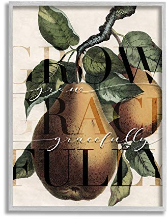 Stupell Industries Grow Gracefully Phrase Vintage Yellow Pear Tree