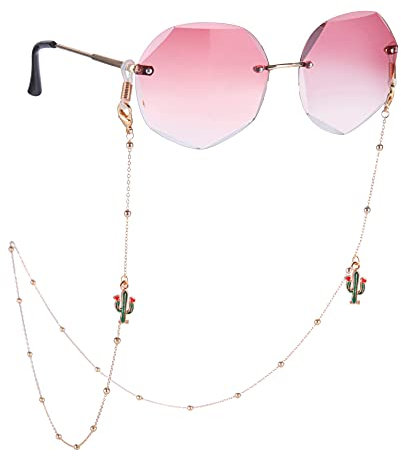 LIKGREAT Brillenkette für Damen, Gesichtsmaske, Gliederketten, Sonnenbrillenhalter, KC, vergoldet, cactus, 42