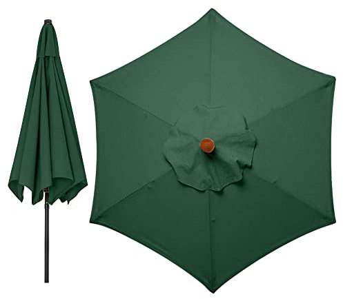 LMYDIDO Replacement Parasol Covers 3 Meters 6 Arms Parasol Replacement Canopy Garden Canopy Cover Replacement Cover for Parasol, Canopy ONLY (Green)