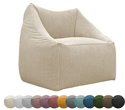 chilly pilley Mini Puf para Sillón Cojín De Suelo para Niños Cojín De Asiento Cojín De Jardín con Respaldo (Crema)