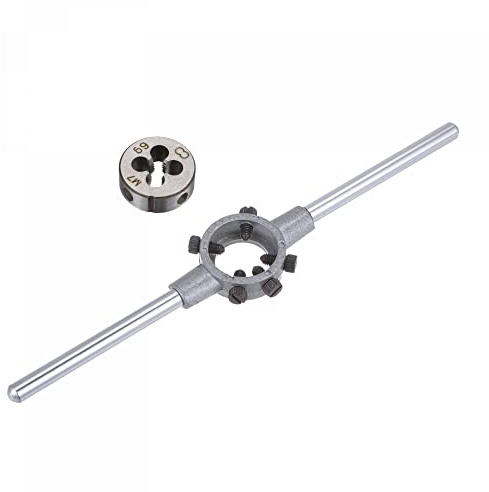sourcing map Matrize Set M7x1 Gewinde Rundstempel 25mm M7-M9 Halterung Einstellbare Schlüssel