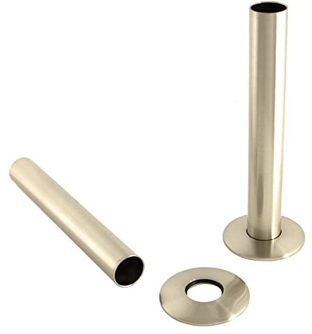 NRG Radiator Pipe and Pipe Collars Sleeves 180mm Pipes Satin Nickel