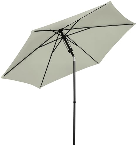 Outsunny Parasol de Jardin Inclinable Aération Ø 265 x 235H cm Gris Clair