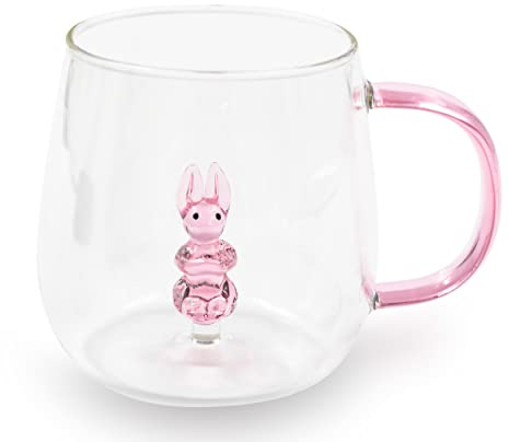 Blümelhuber Hasen Tasse Ostern Glas Tassen - Tee Tasse Büro - Cappuccino Tassen - Kaffee Glas Tasse Hase - Hasentasse