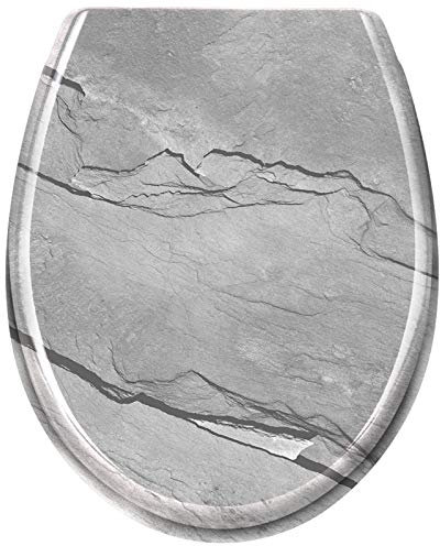 LILIIN Toilettendeckel, WC Sitz mit Absenkautomatik, Quick-Release Funktion für einfach Reinigung, Antibakteriell Klodeckel Klobrille aus Duroplast- Marmor