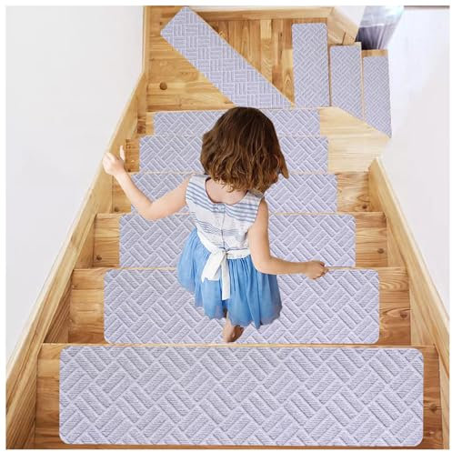 IMOSEI Anti-Rutsch Treppenstufen Matten Antirutschmatte, Waschbar Treppen Rutschschutz, 76 x 20,3 cm Stufenmatten Ohne Kleben für Kinder Ältere Haustiere,E-4Pcs