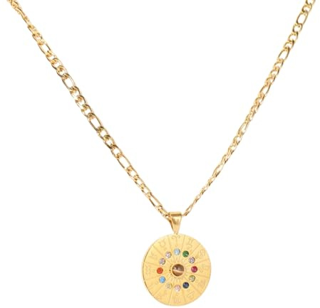 NOLAIA Collier Femme Fille - Chaîne Fantaisie en Acier Inoxydable 304 Plaqué Or - Pendentif Signes du zodiaque Astrologiques Horoscope - idée cadeau à offrir.