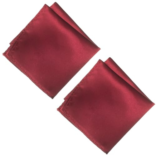 ZAMXHUG 2pcs Pañuelos para Hombres Bolsillos Burdeos - Handkerchiefs Set de Negocios y Informal, Pañuelo de Bolsillo Cuadrado de Sedoso y Brillante, Pañuelos de Tela Regalo para Hombres, 22 x 22cm