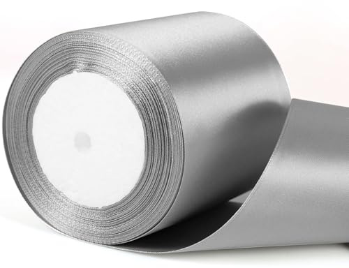 22 m x 10 cm breites graues Band, 4 Zoll dickes graues Band für Geschenke, Hochzeiten, Auto, Halloween, Weihnachten, Geburtstage, Schleifen, Floristensträuße, Bastelarbeiten und Dekorationen