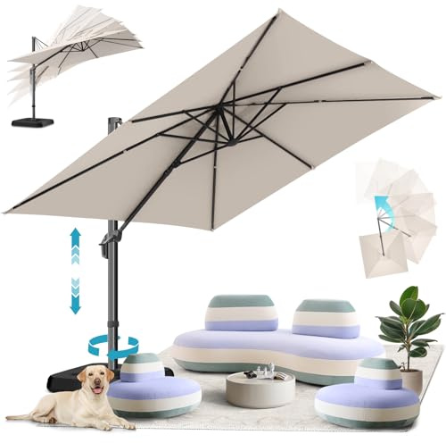 HOTIME - Sombrilla de patio (10 x 10 pies), Beige (UPF50+), 10x10FT(1-Year Warranty), Moderno