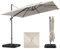 HOTIME Parasol déporté carré en aluminium pour patio, jardin, terrasse, piscine, 3 x 3 m, avec rotation à 360° et 5 angles de réglage, 3 x 3 m, beige