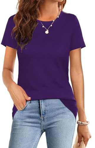 Suncife Damen Sommer Basic Locker T-Shirt Elegant Kurzarm Oberteile | bequem und hautverträglich Stoffe,leicht und luftig, lockere Passform, Elegant Basic-Design