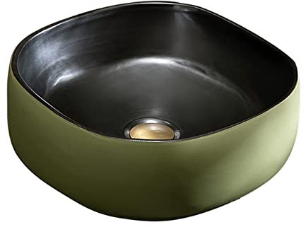 VNNHGB Vasque de Salle de Bain en Porcelaine sur comptoir Vasques de Salle de Bain à Double Couleur Vasque Simple Vasque de Cour Vasque en céramique pour HOM
