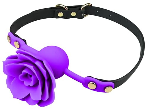 SXOVO Mordaza Boca Sex Toýs Male Female - Silicona Ball Gag de Flores, Mordaza de Bola ajustable para Esclavas Fetiche Cosplay, BDSM Juguetes Eróticos para Pareja Sexuales (Púrpura)
