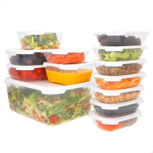 AKTIVE 16556 Max Home Pack 13 recipientes plástico, Capacidades de 0.5 L a 6.8 L, Diseño apilable, Plástico sin BPA, Aptos para microondas, congelador y lavavajillas, Tamaños grandes y pequeños