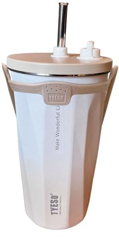 Liemuao Tasse Café Isotherme 600ml, Mug Isotherme avec Paille Couvercle, Moderne Mug Isotherme en Acier Inoxydable pour Chaud Froid, Thermo Café Etanche pour Voiture Voyage Camping Sports (Kaki)