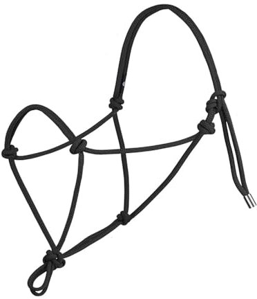Seilhalfter für Pferd, verstellbarer Knoten, Pferdehalfter aus Polyester, Pferdeseil-Trainingshalfter zum Reiten, Führen, Training, Schwarz