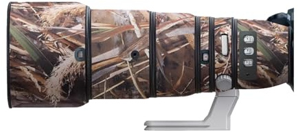 Copriobiettivo per Nikon AF-S 200-500 mm F/5.6 E ED VR mimetico custodia protettiva per obiettivo fotocamera (colore #erba appassita mimetica – impermeabile) copertura antipioggia
