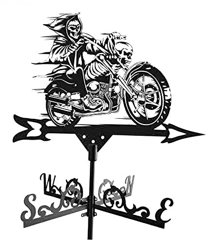 HEYDGBBZ Wetterfahne für den Hof, Wetterfahnen, Windrichtungsanzeiger, Wetterfahnen-Messwerkzeuge im Vintage-Stil für Motorradhähne, für Hof, Garten, Architektur, Dach(Skeleton Knight)