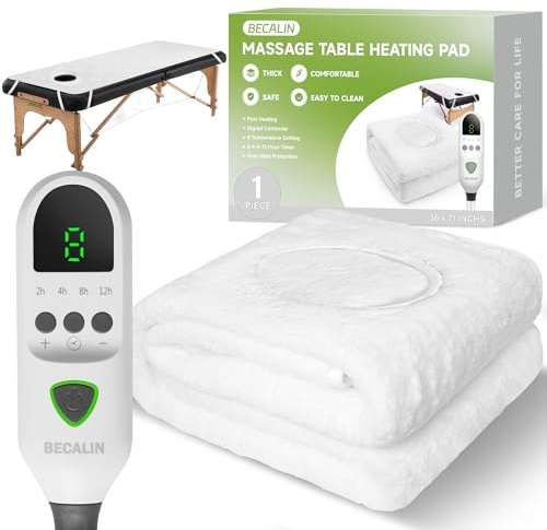 Massage Table Warmer Heating Pad Professional SPA Massage Bed Warmer with Timer, 9 Heat Settings, Overheat Protection for Massage Bed & Spa, Thickened & Soft Fleece, 30 x 71, with Face Hole