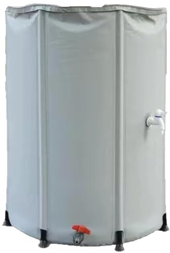 Tanque de almacenamiento de agua portátil, sistema de recogida de barril de lluvia plegable con malla superior, bajante plegable con soporte, grifo y cubierta de cremallera para uso en jardín