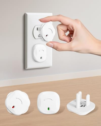 BBsecure Outlet Covers Baby Proofing - 40 Pack Plug Covers Baby Proofing with Unique Rotating Design, Outlet Plug Covers to Prevent Electrical Shock, for US 3-Prong, Home, Office, School, White
