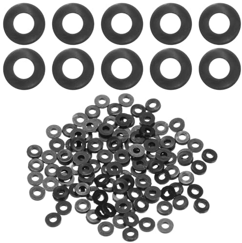 M METERXITY 120-Pack M2 Nylon Flat Washers 2mm ID 5mm OD 1mm Thick Round Plastic Plain Washer Fastener Sealing Spacer Gasket Ring for Household/Commercial [Black]