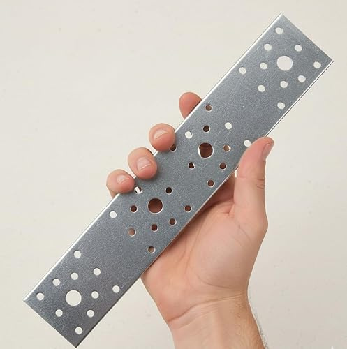 Pack of 5 Flat Joining Plate 11 x 2 1/4, Galvanised Steel Brackets for Wood, Metal, Furniture Repair – Perforated Fixing Brace Connector for Timber Fixing Fencing Raised Bed Sleeper Brackets