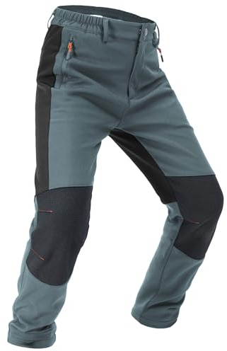 Boy's Snowpants Softshell Waterproof Windproof Outdoor Hiking Pants Kids Girls Fleece Lined Insulated Ski Snowboard Size 12-14 DeepGrey&Black L