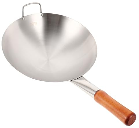 TOYZFRIENDY Wok Acciaio Inossidabile con Singolo Ergonomico Pentola Resistente e Compatibile con Gas Elettrico e Induzione