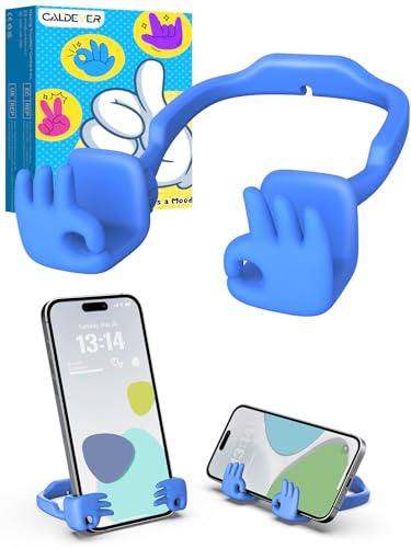 Stocking Fillers for Teenage Boys Girls Gifts Mobile Phone Stand for Desk | Upgrade Adjustable OK Sign Phone Holder Stand Xmas Gifts for Men Women Kids Adults Christmas Birthday Presents 1 Pack Blue