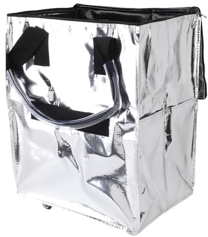 HELEVIA Grocery Bag On Wheels, Large Capacity Multifunctional Portable Collapsible Shopping Rolling Bag with Wheels, Watertight Design, for Convenient Shopping (Silver)
