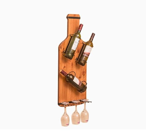 DUANHOZ Piccolo portabottiglie in Legno da Parete, con mensole galleggianti per Bar, con portabicchieri sospeso, espositore per Bottiglie di liquore, per Bar, Sala da Pranzo, Cuc