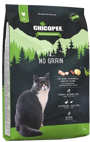 Chicopee Holistic Nature Line | Adult No Grain | Katzenfutter trocken | Geflügel & Leber | Getreidefrei, hoher Fleischanteil | getreidefrei | Inspiriert von der Natur Kanadas | 1,5 kg